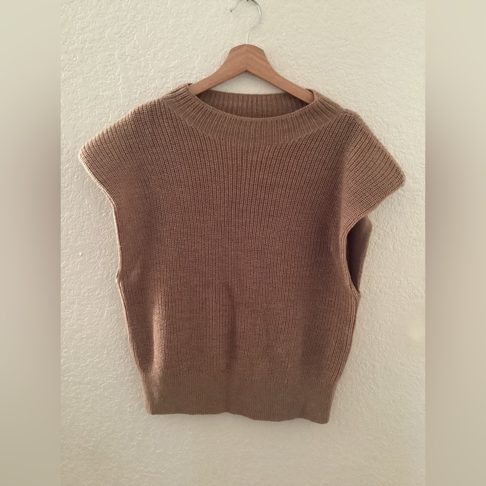 Babaton Tan Ribbed Sweater Vest Top